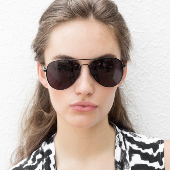 Le Specs 1502109 Drop Top Black Frame Black Lens Aviator Sunglasses 59-18-126 - Picture 2 of 13